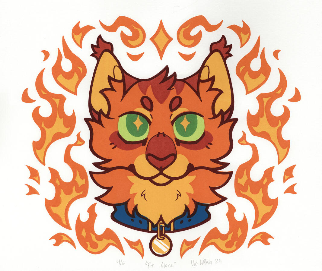 Fire Alone - silkscreen print